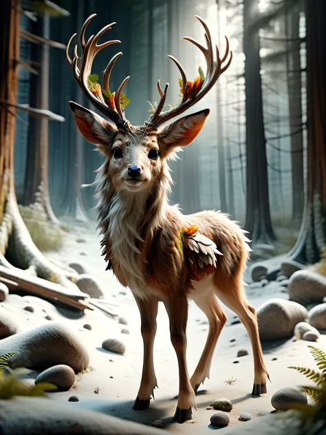 Lal Miskul, Wolpertinger, Mythical creatures, A deer with wings on its body, Mysterious Forest 