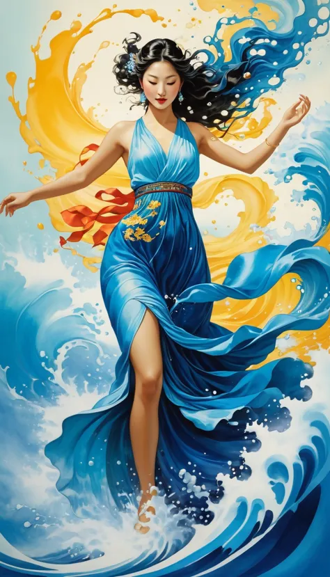 It represents the flow of ink dancing in the wind.,water effect,colorful water,goddess:ruling art:water management:I&#39;m rich:...