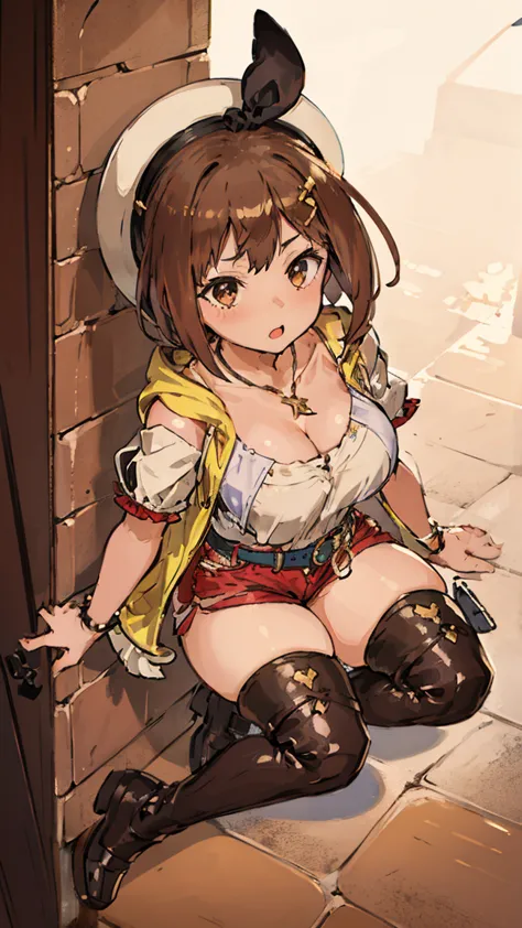 (Highest quality, 8K, masterpiece :1.3),Lizaリン・シュタウト(Lizaのアトリエ),Liza, One woman,Large Breasts,short hair,Brown Hair,hair band,Cl...