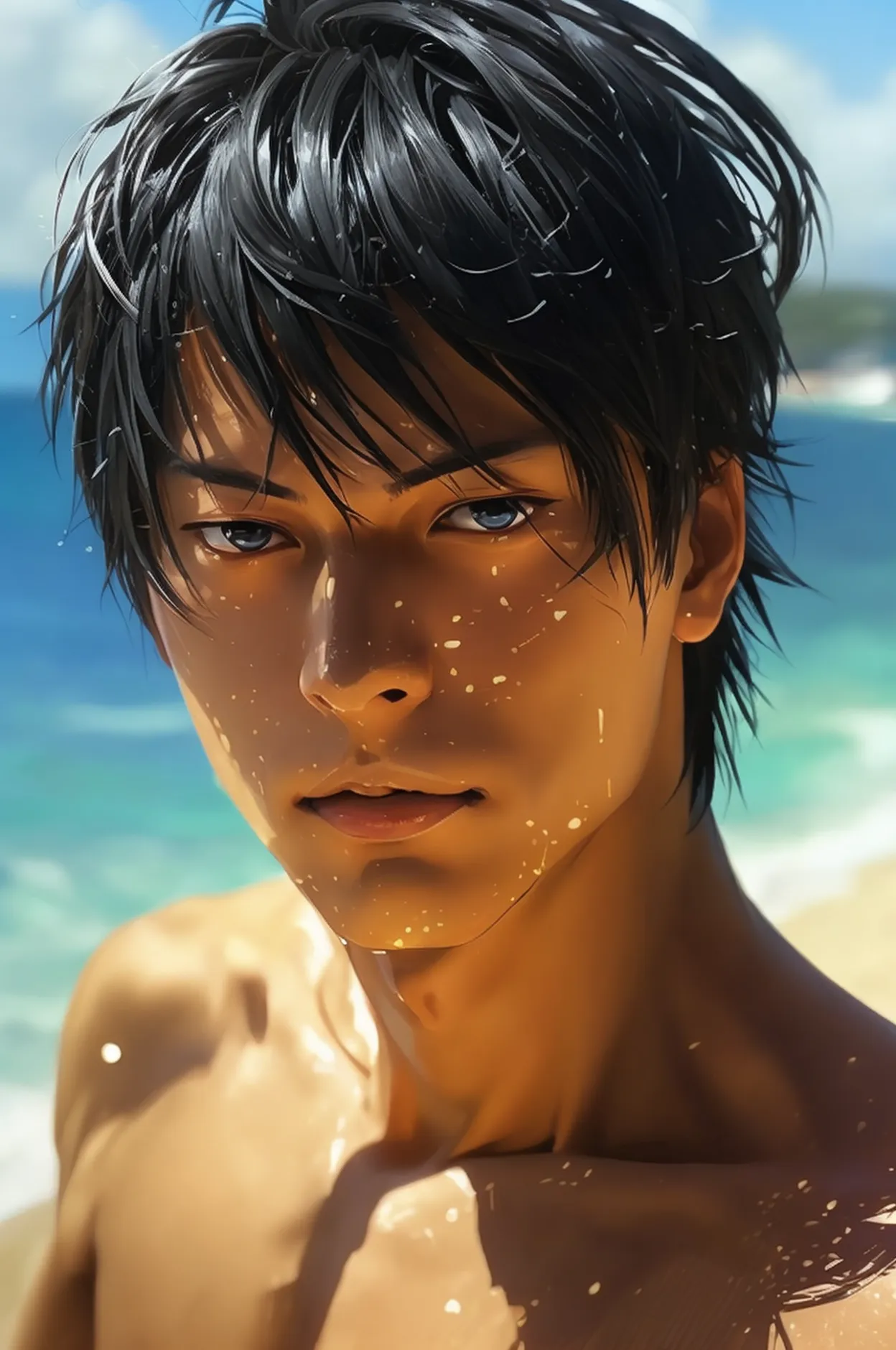 handsome aomine daiki ,beach