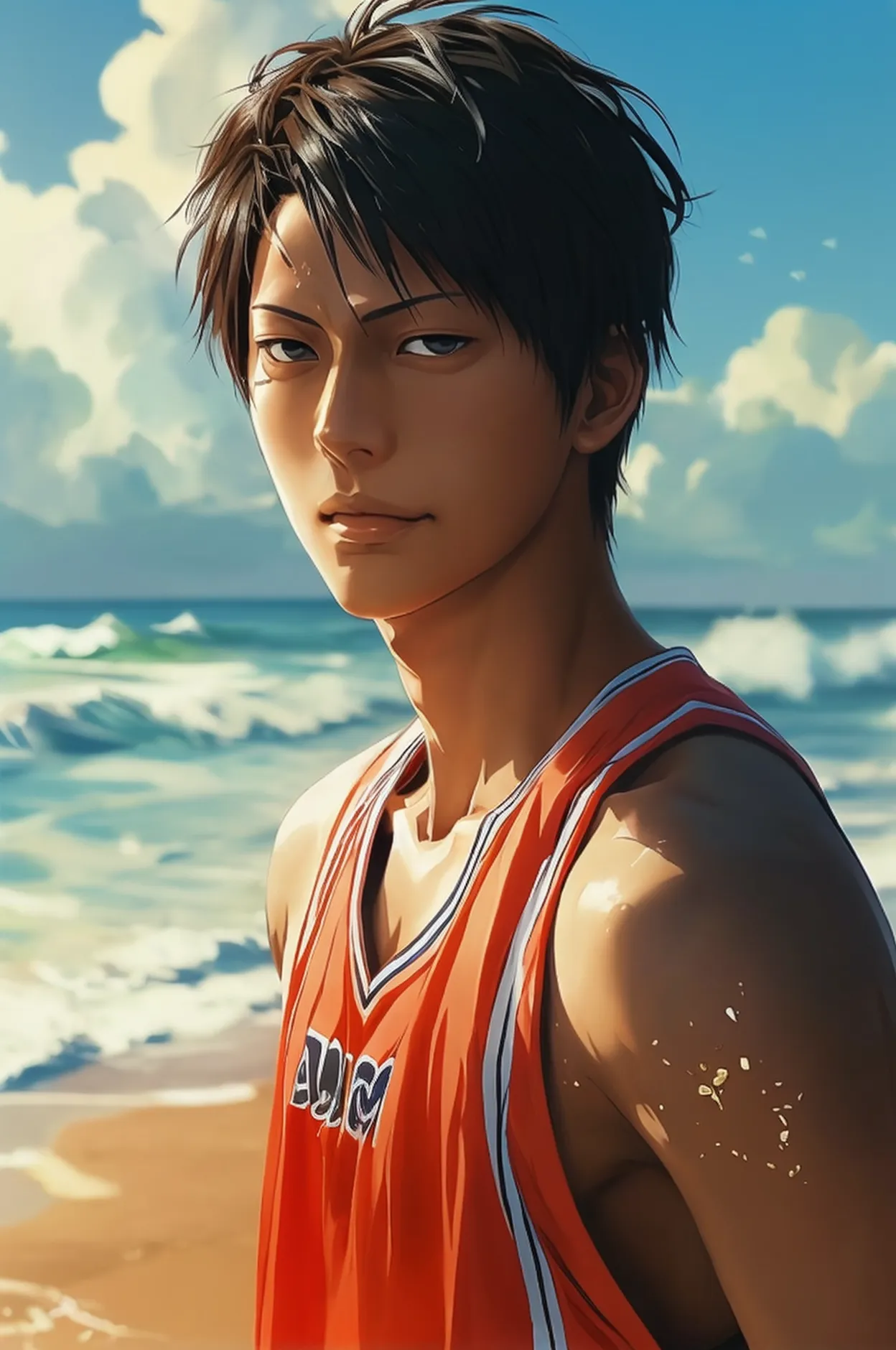 handsome aomine daiki ,beach