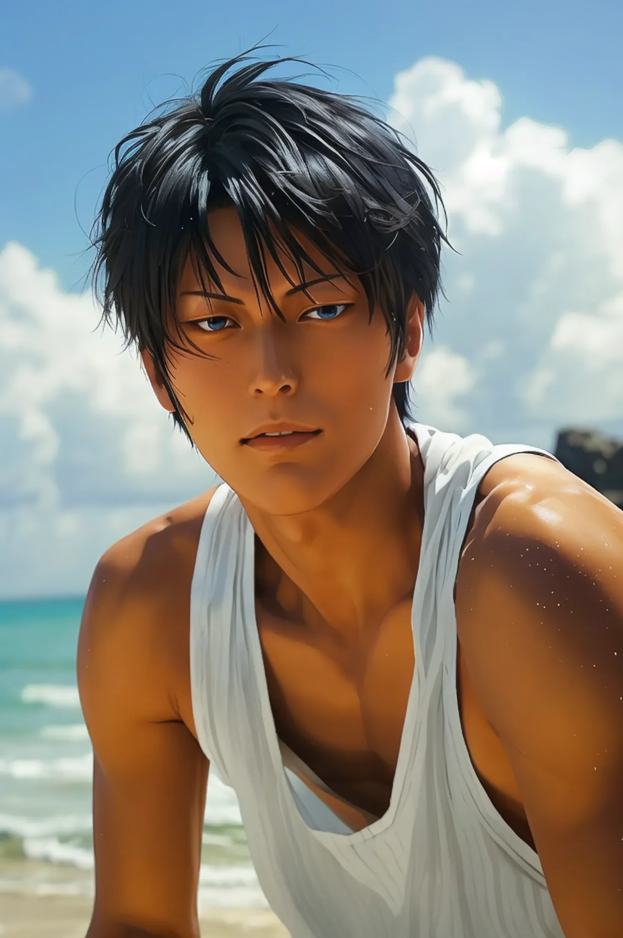 handsome aomine daiki ,beach