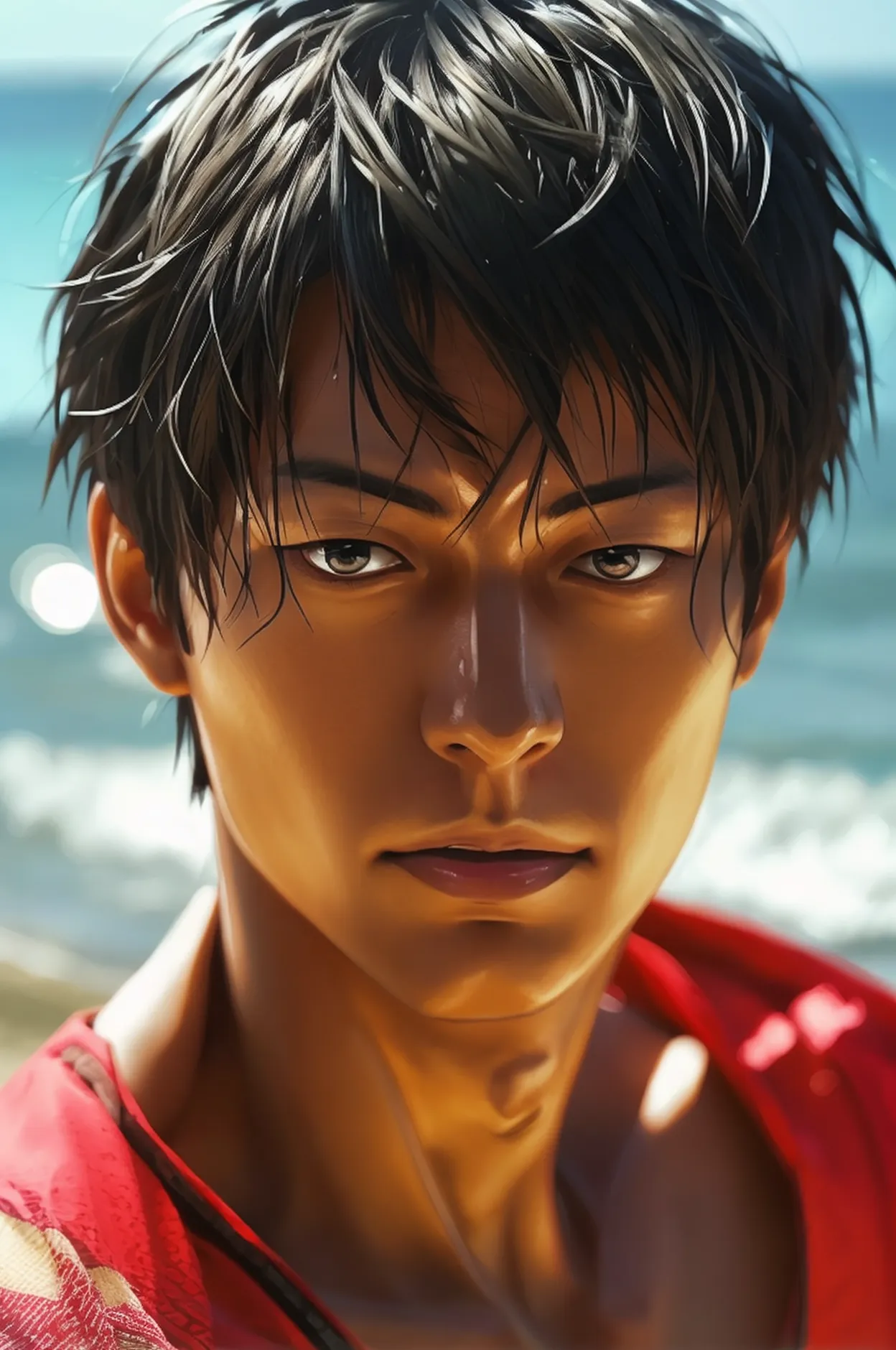 handsome aomine daiki ,beach