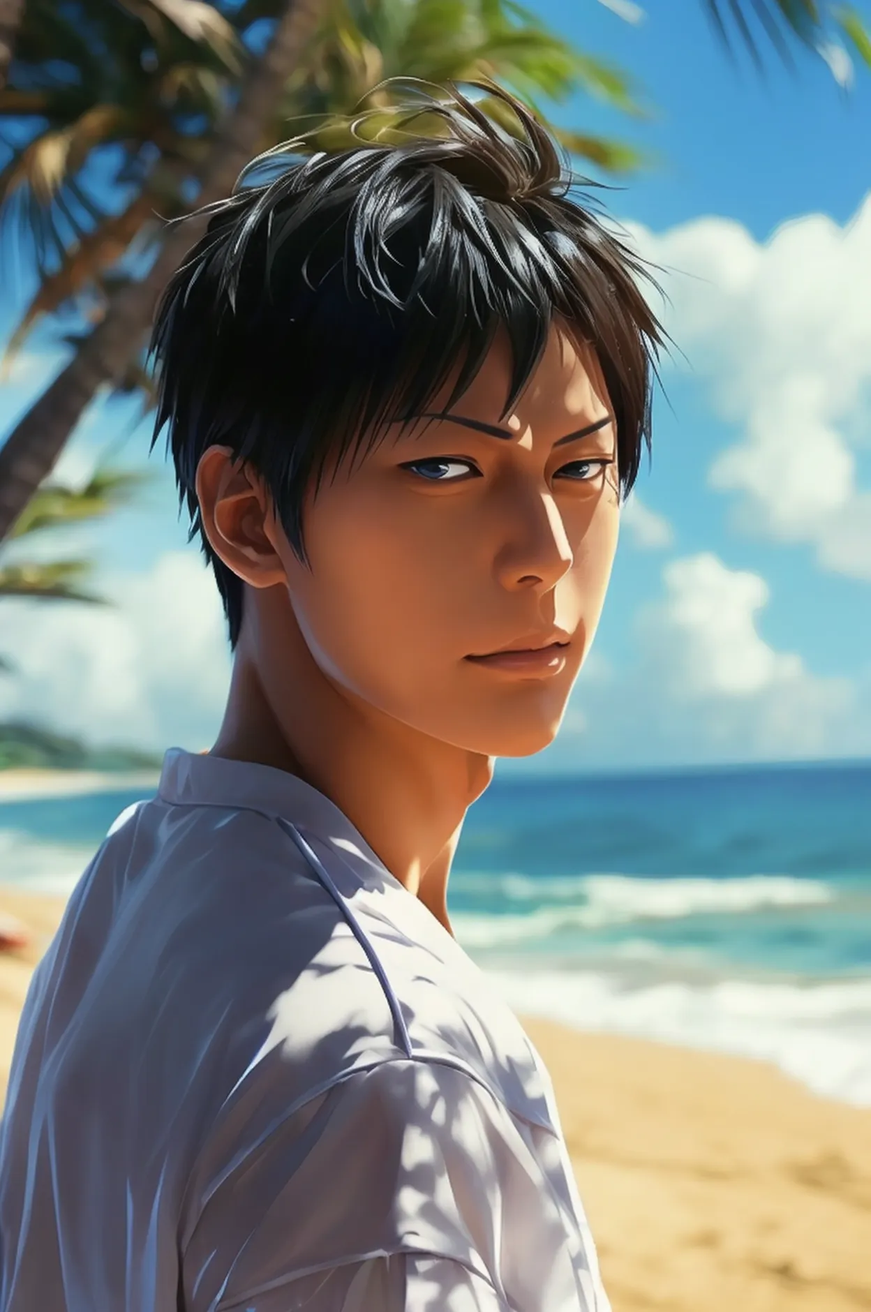 handsome aomine daiki ,beach