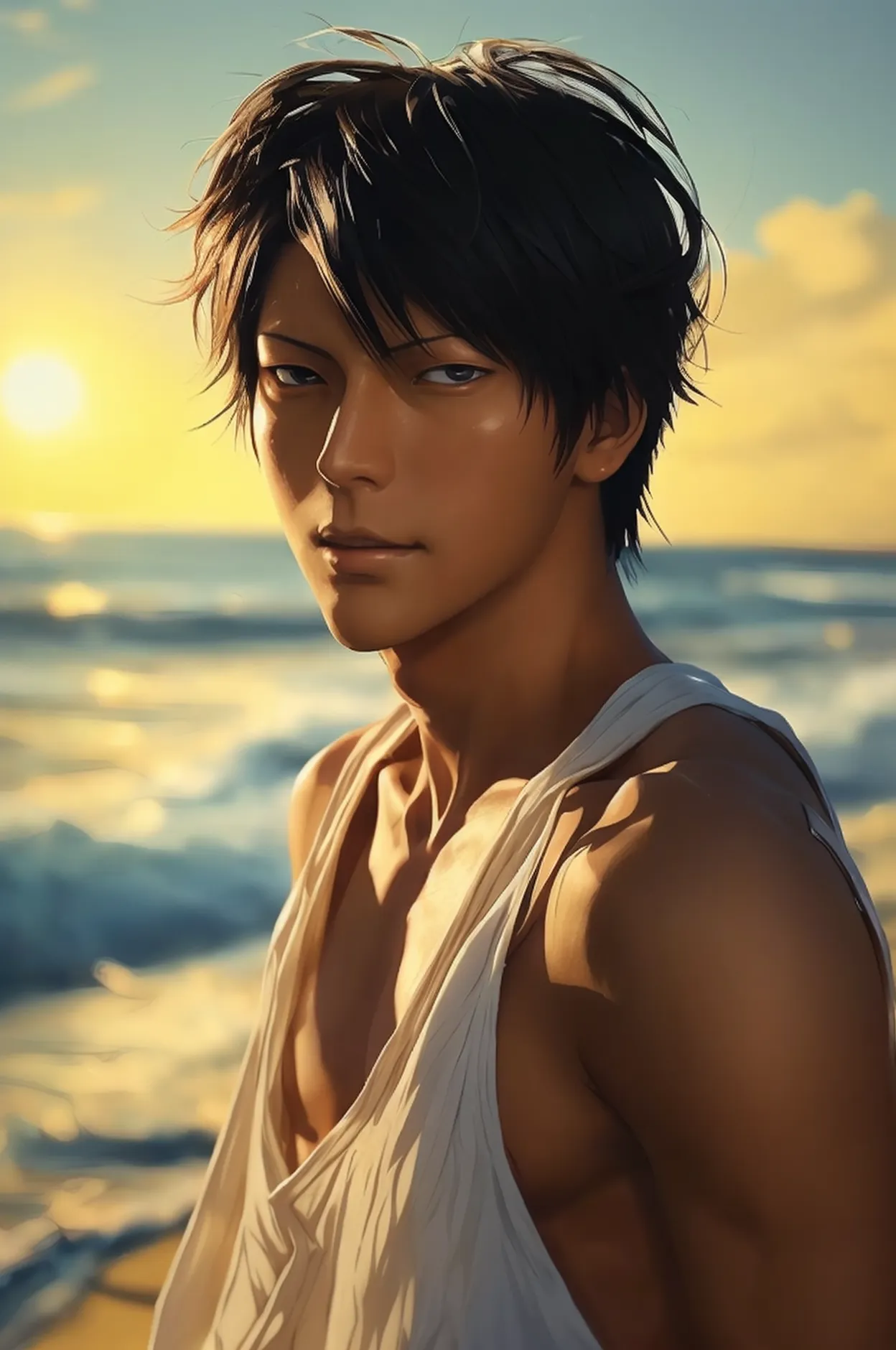 handsome aomine daiki ,beach