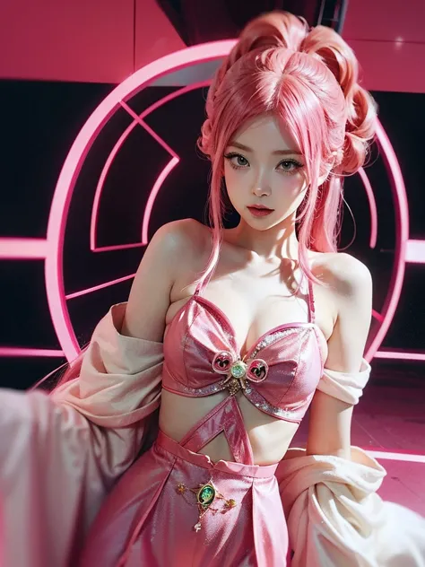 
araffe girl with pink hair  belle delphine, red wig, anime girl cosplay, anime barbie doll, anime girl in real life, fairycore,...