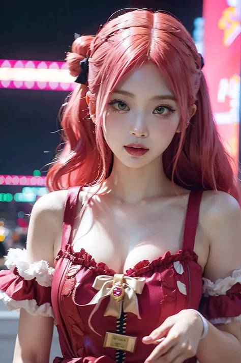 
araffe girl with pink hair  belle delphine, red wig, anime girl cosplay, anime barbie doll, anime girl in real life, fairycore,...