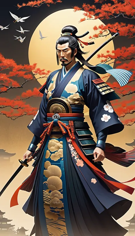 Dressed in traditional Japanese intricate clothing 、Japanese Samurai、Shinsengumi、leader、Isamu Kondo、Edo Period、Patriots of the l...