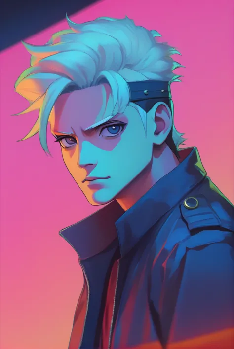 Anime-style 2.5D portrait with a pastel oil painting effect Boruto + Michael Jackson  cinematic vibrant neon lighting, close-up ...