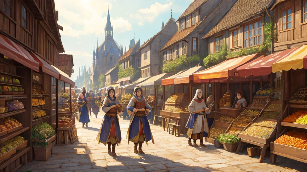 Medieval Europe、Harvest Festival、Landscape images、Festivals、Bustling、Streetscape、Fantasy、Fantasy、noon