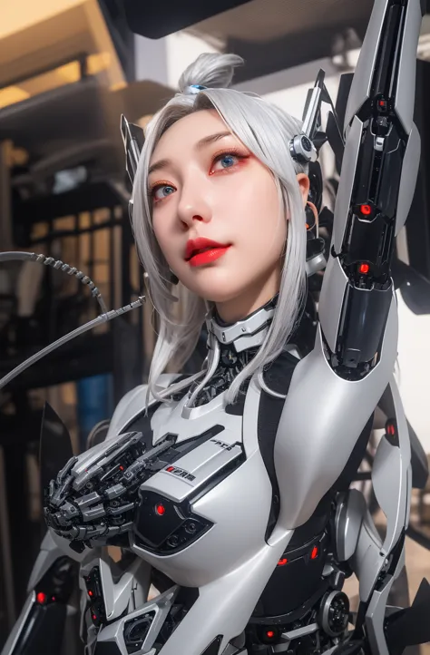 super detail, high detail, high quality, best quality, high resolution，1 female robot，beautiful female robot,beautiful clear fac...