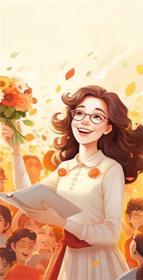 there is a lady holding a bouquet of flowers and a book, a beautiful artistic illustration, beautiful digital illustrations, art...