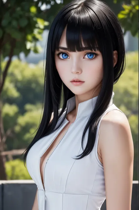 1 female,black hair, ((looks impatient)), beautiful, white thin vest, good style, symmetrical clothes, (facing forward), (red ch...