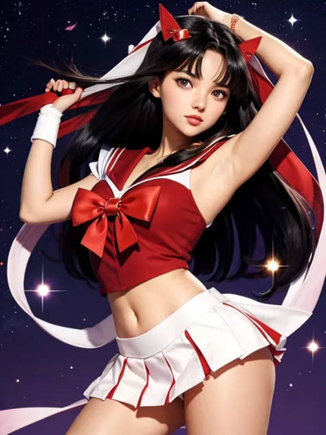 Sailor Mars, Amanda Bynes&#39;s face, graceful pose, impressive details, realistic texture