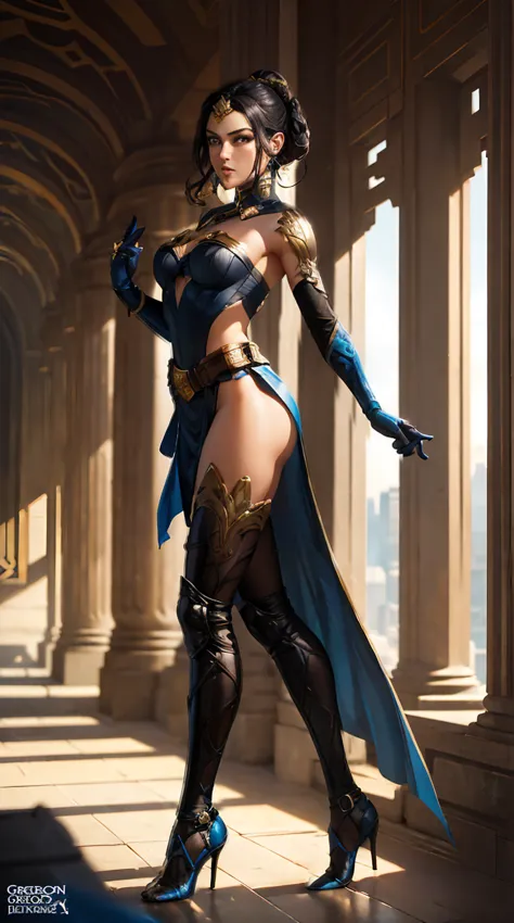 ((full body photo, standing, feet on the ground))  actess ((gal gadot)) as kitana from mortal kombat, in the temple, wields fans...