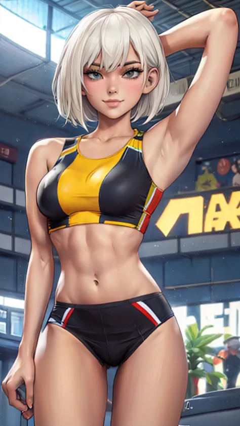 Track and field club　Abdominal muscles　short hair　Armpit