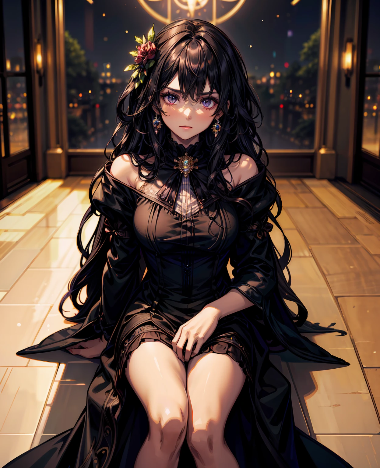 (sharp focus:1.2), 1girl, wearing (little black tdress:1.2) at a (gala:1.2), (moody lighting:1.2), depth of field, bokeh, 4K, HDR. by (Alphonse Mucha:1.1).