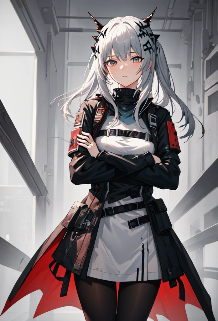 (safe:1.10), best quality, masterpiece, highres, solo, (ch_en_arknights:1.10), crossed arms, cowboy shot, looking at viewer, 39 <lora:ch_en_she's holding a she is wearing a neighbor