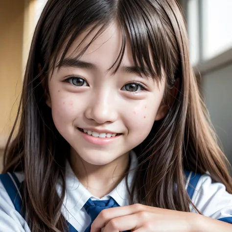 lens: 135mm f1.8, (highest quality),(raw photos), (tabletop:1.1), (beautiful 13 year old japanese girl), cute face, (deeply chis...