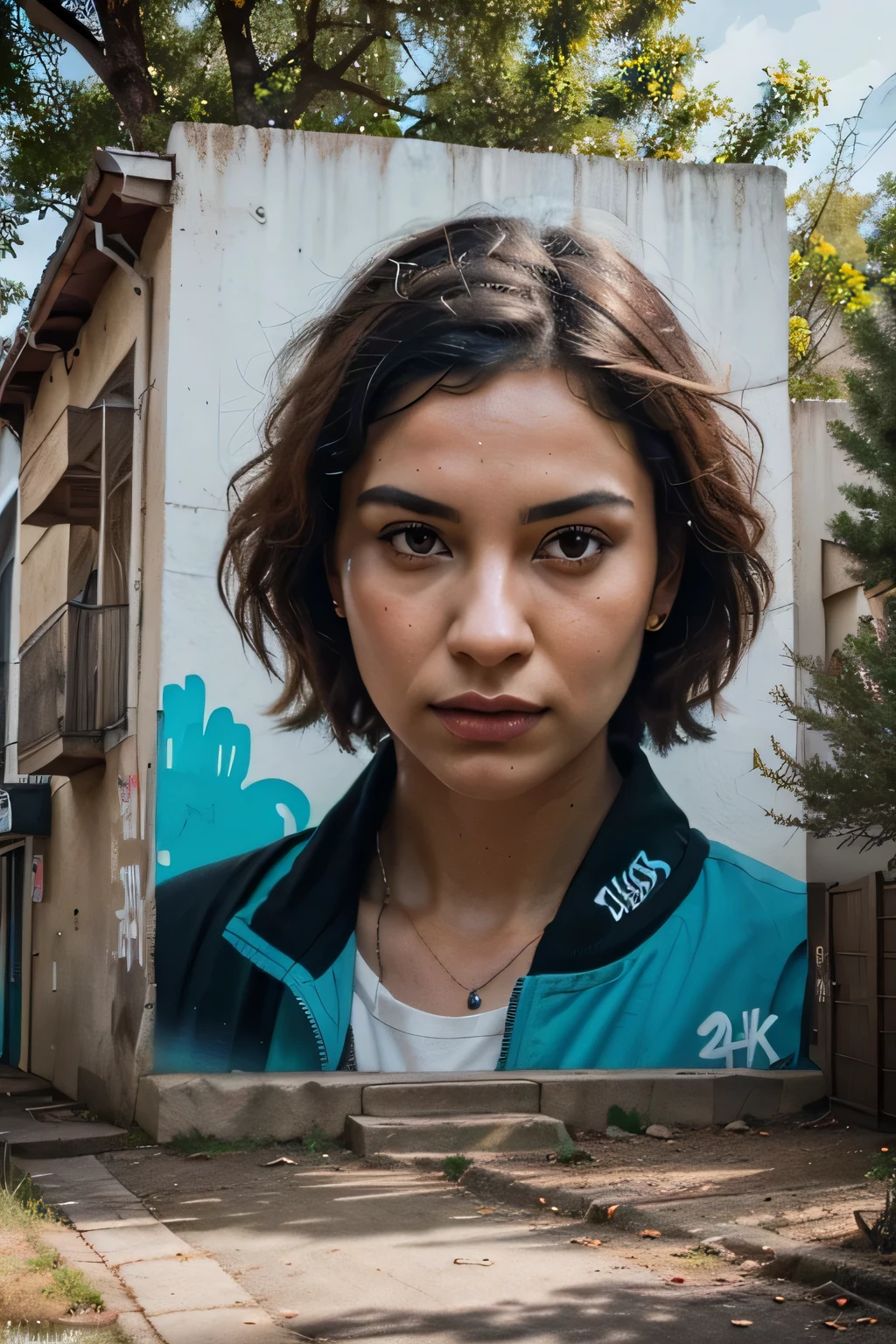 a mix of vintage street art and nature, retro urban and natural elements combined, graffiti-style artwork on a natural landscape backdrop, detailed graffiti murals on trees and rocks, neon colors and organic textures, a fusion of the man-made and the wild, (best quality,4k,8k,highres,masterpiece:1.2),ultra-detailed,(realistic,photorealistic,photo-realistic:1.37),HDR,UHD,vivid colors,extremely detailed graffiti art,urban art in natural setting,vibrant graffiti on natural surfaces,intricate graffiti murals blending with nature,stunning contrast between urban and natural,breathtaking combination of street art and wilderness