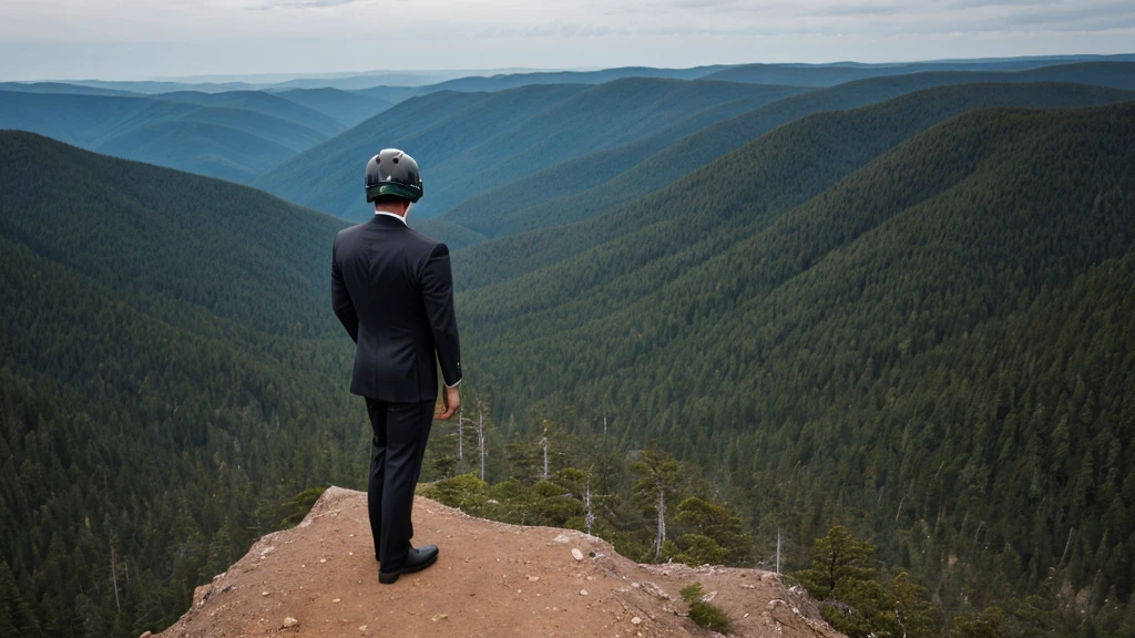 A Luxury Sales Suit man wearing a black rider full-face helmet overlooking wilderness,full body,standard rider black full face helmet,back view of the man, background is a wilderness,a man overlooking wilderness,a man overlooking wilderness,a man overlooking wilderness,a man overlooking wilderness,a man overlooking wilderness,full body,full body,full body,full body,with black rider full-face helmet,with black rider full-face helmet,with black rider full-face helmet,wearing black rider full-face helmet,wearing black full-face helmet,wearing black full-face helmet,overlooking wilderness,overlooking wilderness,Back view,Back view,Back view,Back view,Draw people small,Draw people small,Spectacular views,Spectacular views,Spectacular views,lonely man,lonely man,a black full-face helmet,a black full-face,A Luxury Sales Suit man,with Luxury Sales Suit