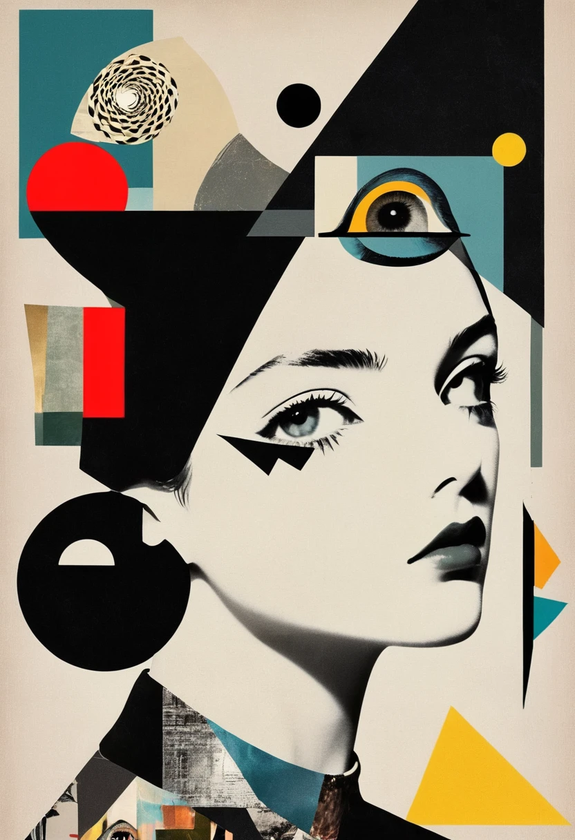 Montage Art Creation。Minimalism，abstract，Modernist Dada Collage，Portraits and Geometry