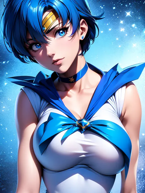 Sailor mercury,long blue hair,Blue Power Ranger, hurricane ,Sexy goth woman big breast, character sheet,