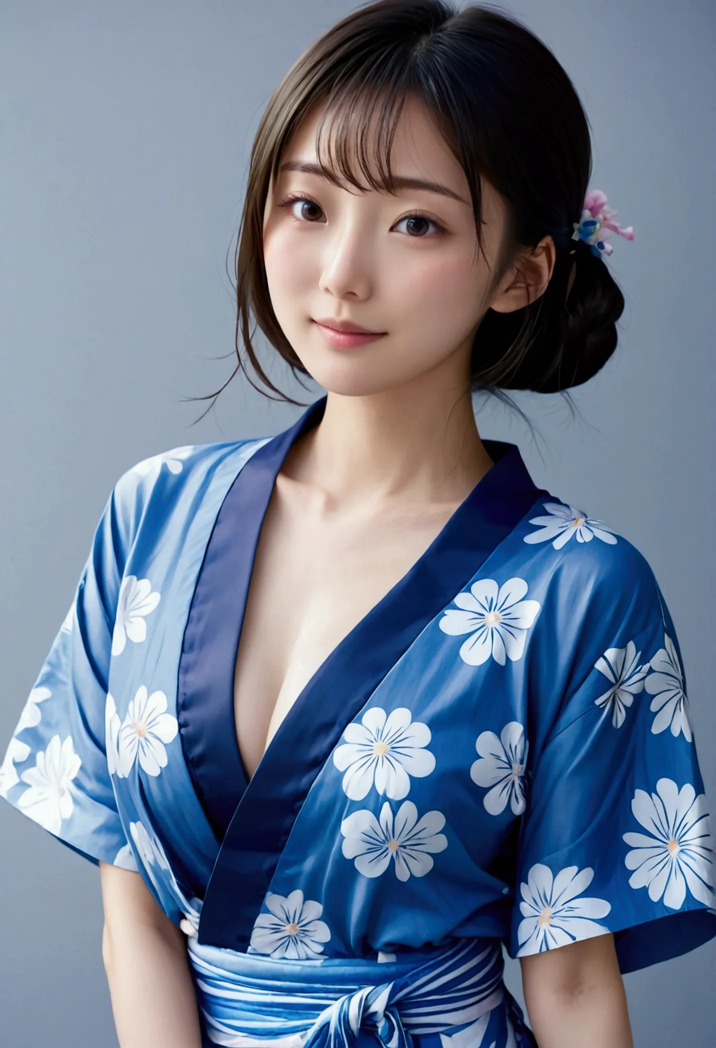 (masterpiece、high resolution、high quality)、Beautiful Japanese Women:1.3,Model Body Type、Beautiful body、Japanese Yukata、Soaring、n...