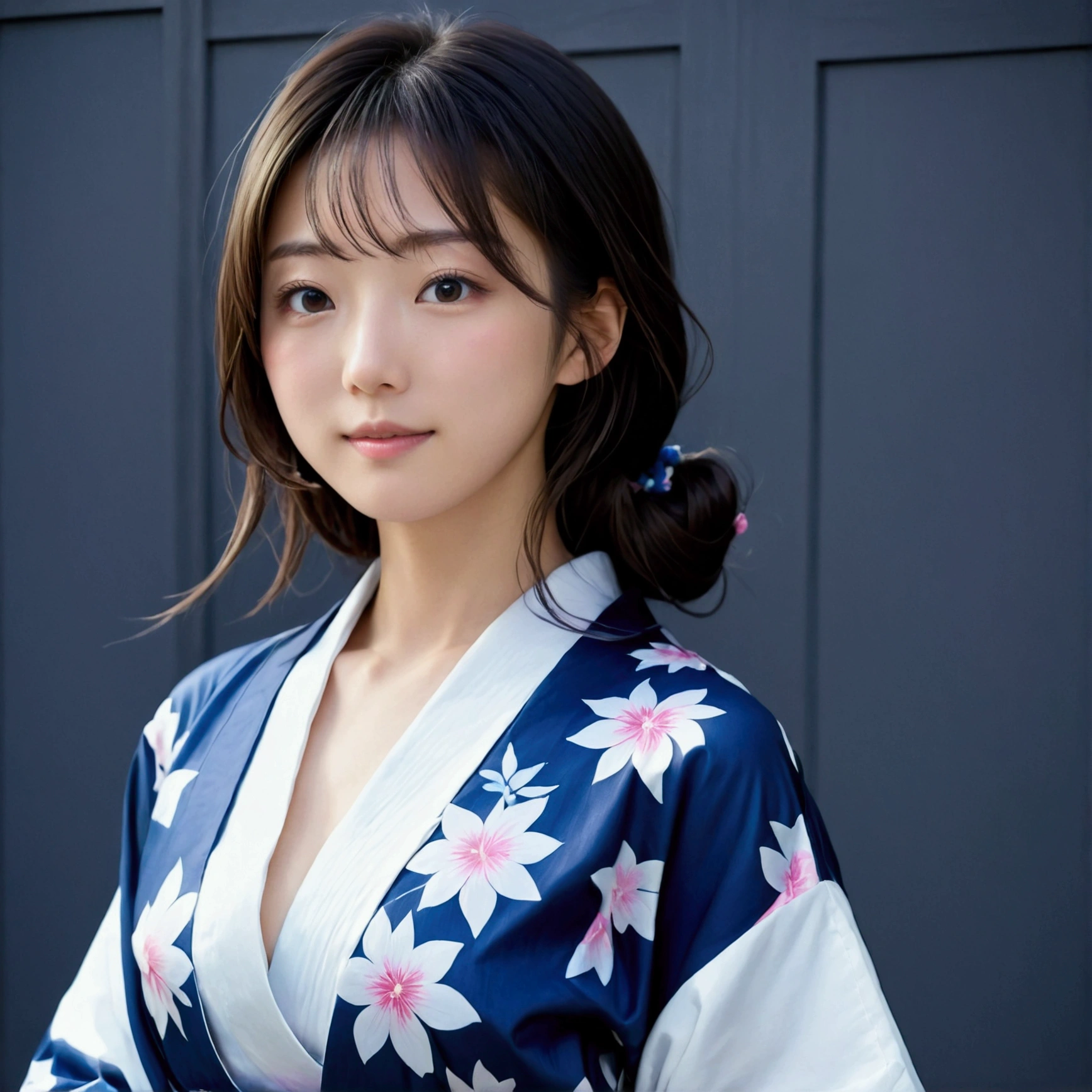 (maسterpiece、high reسolution、جودة عالية)、سfw2.0、Beautiful Japaneسe Women:1.3, نوع الجسم、جميلة الجسم、Japaneسe Yukata、ارتفاع、ليلة、ضحك、Clear Eyeس、(((Very flat cheسt, مثل الطفل&#39;س:1.1)))、بشرة جميلة、جمال اليوكاتا、نمط مجد الصباح يوكاتا、صيف بارد、Profeسسional Photography、