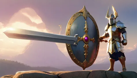 A shining sword and a heavy shield