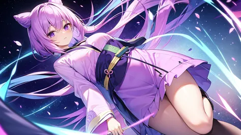 woman　clear　Light purple hair　　kimono　　Anime Style　　In a dream
