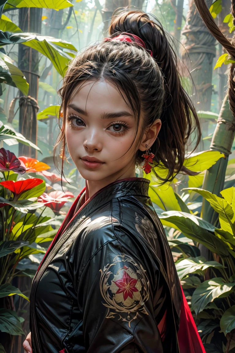 bamboo forest background，A look of determination，colorful vivid octane render, cybernetic and highly detailed, loba andrade from apex legends, created in unreal engine 5, made in unreal engine 5, trending on unreal engine 5, Antique portraits, Martial arts fantasy style 8k octane rendering, rendered in unreal 5, rendered in high octane