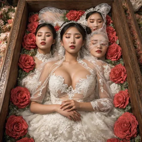 a provocative and sensual image unfolds before us. two korean girls, 22 years old, lie asleep in a deep, black coffin surrounded...