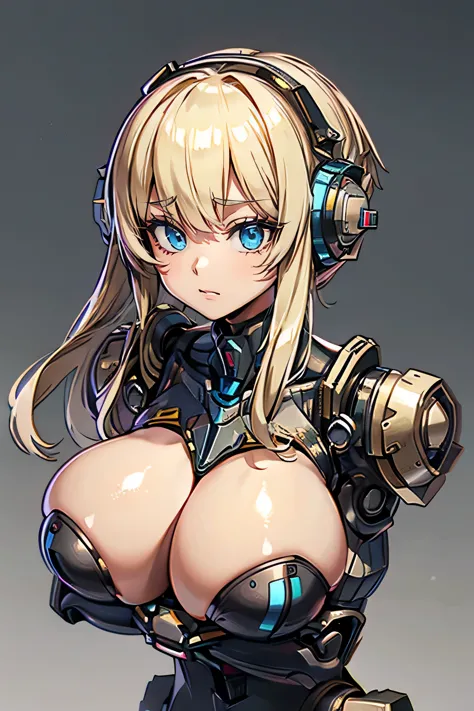 robot girl, humanoid robot, robot joint, huge breasts
