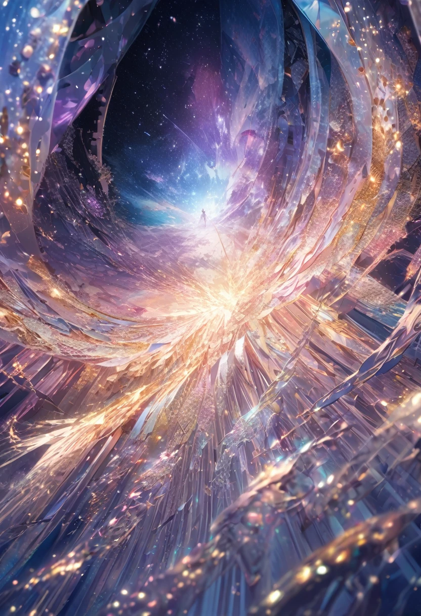 In the midst of swirling cosmic dust, a group of hooded figures perform a galactic surreal ancient ritual in a minimalist cinematic photograph. The main subject, a figure in a vibrant, glowing robe, stands at the center, arms raised to the star-studded sky. The image, a breathtaking photograph, captures the ethereal scene in crisp detail, highlighting the intricate patterns of the robes and the shimmering cosmic backdrop. Every element is rendered with exquisite precision, creating a mesmerizing and otherworldly atmosphere that draws the viewer in. anime , anime girl.