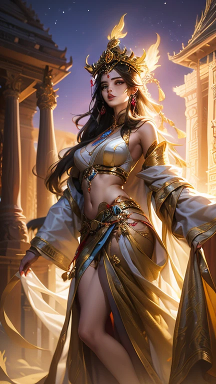 India priestess, -undress, ANTIQUITY, full height, NSFW, NIGHT