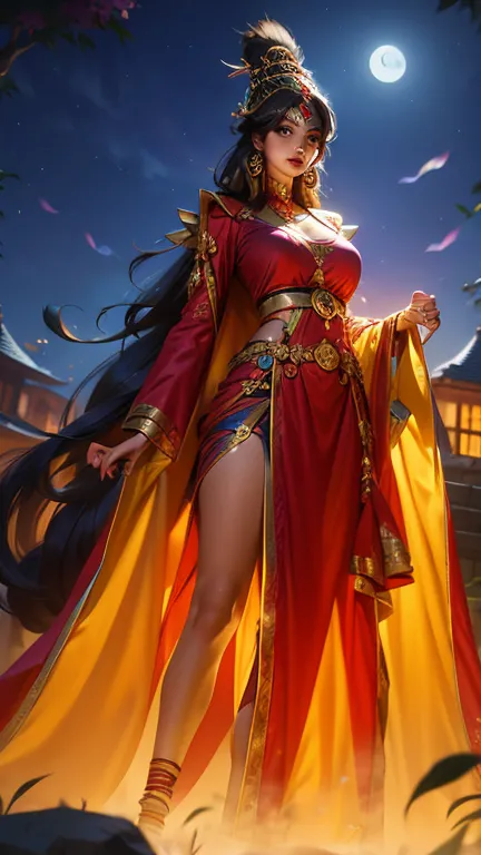 Indian woman mage , undress, full height, NSFW, NIGHT