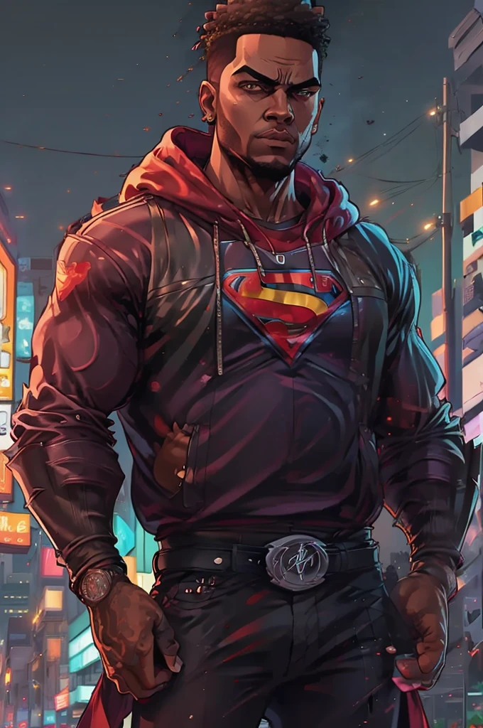 A brooding vigilante, embodying elements of Pop Art, and Cubism style, exudes a grunge undertone in a movie poster aesthetic. PASTEL tetradic colors pop against a black light spot, creating a high-octane energy. This captivating image captures the Superman the dark knight in a dynamic and edgy manner, blending different art styles seamlessly. The details in the artwork are exquisite, showcasing the character's intense nature and complexity. The high quality of the image is undeniable, drawing viewers into the intense world of the Superman . Sinister atmosphere. Full body. super hyper, Sony A7S Ill, f/ 9.0, 1/400. Sharp focus, megapixel.