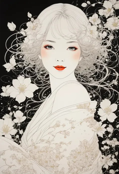 line art、virgin、splattered、crazy smile、falling flowers、takato yamamoto&#39;style、browsing caution、big breasts