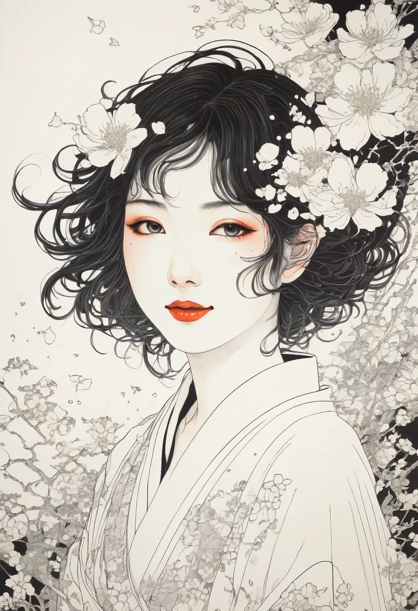 arte lineal、virgen、salpicado、sonrisa loca、Flores cayendo、takato yamamoto&#39;Estilo、Precaución al navegar