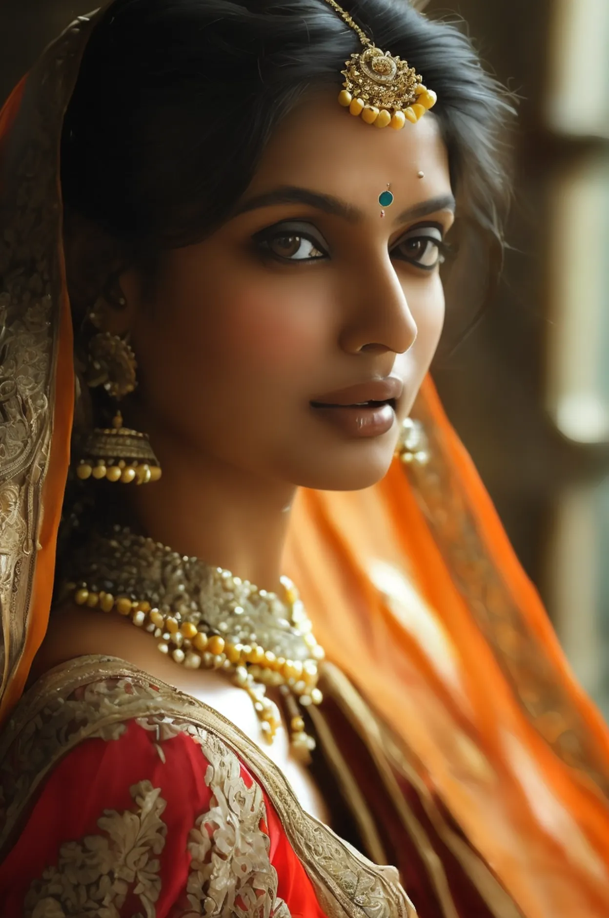 a beautiful indian beauty，full-body shot