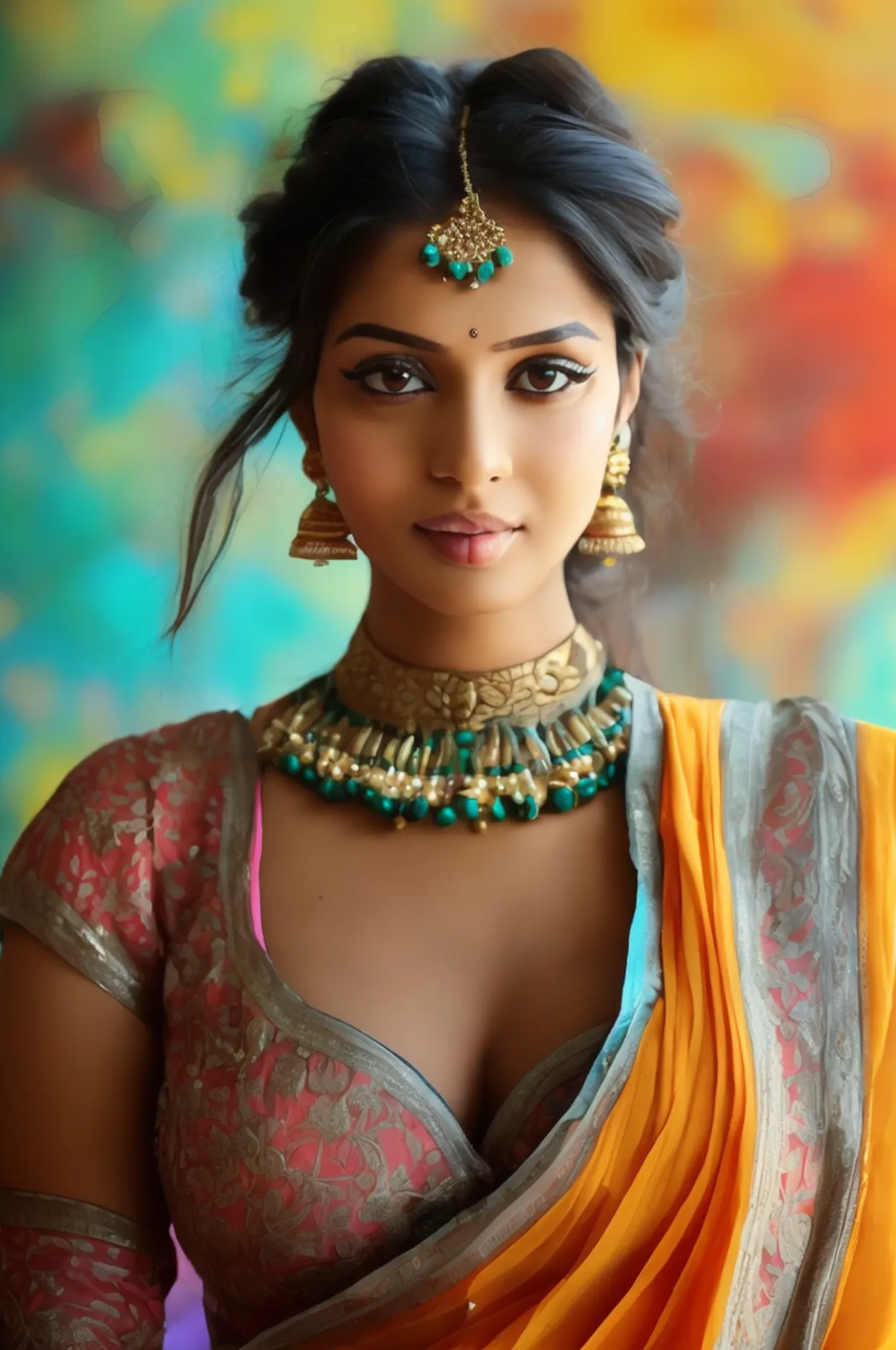 a beautiful indian beauty，full-body shot