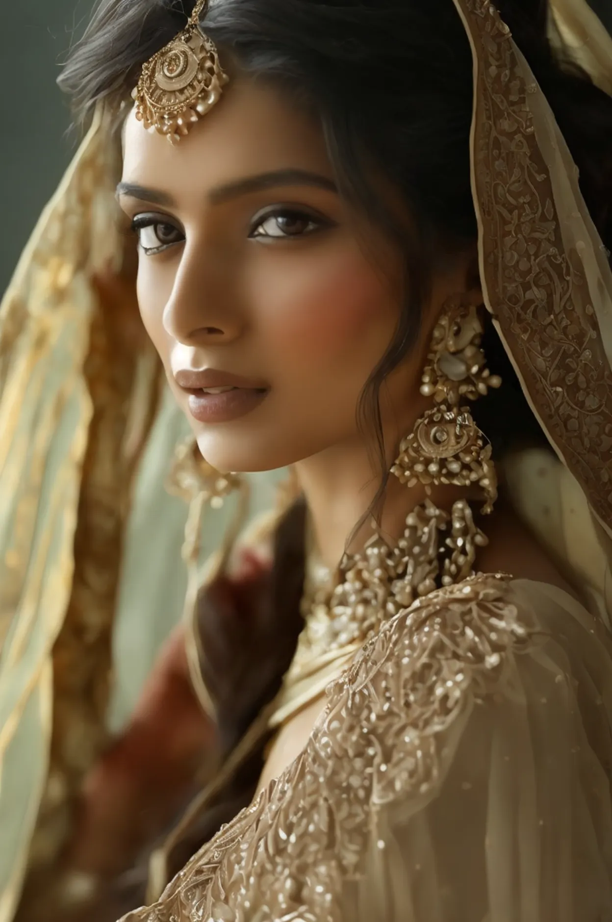 a beautiful indian beauty，full-body shot