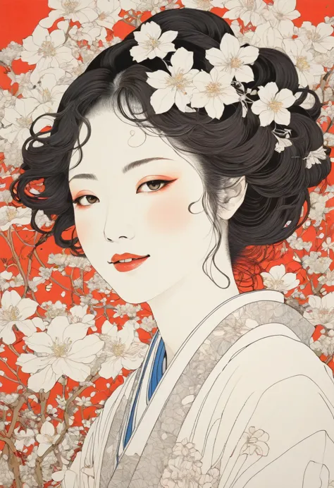 line art、flower art、floral、japan pattern、virgin、splattered、crazy smile、falling flowers、takato yamamoto&#39;style、browsing cautio...