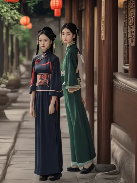 a cute chinese girl in a modern interpretation of the hanfu, combining traditional elements with contemporary fashion. she's sta...