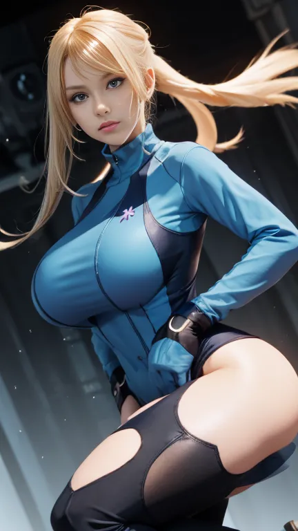 Samus has large breasts and a cute face 