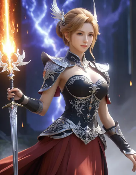 (8k, Highest quality, masterpiece, Final Fantasy Style: 1.2), (Realistic, photoRealistic: 1.37), Very detailed, One Girl, {Light...