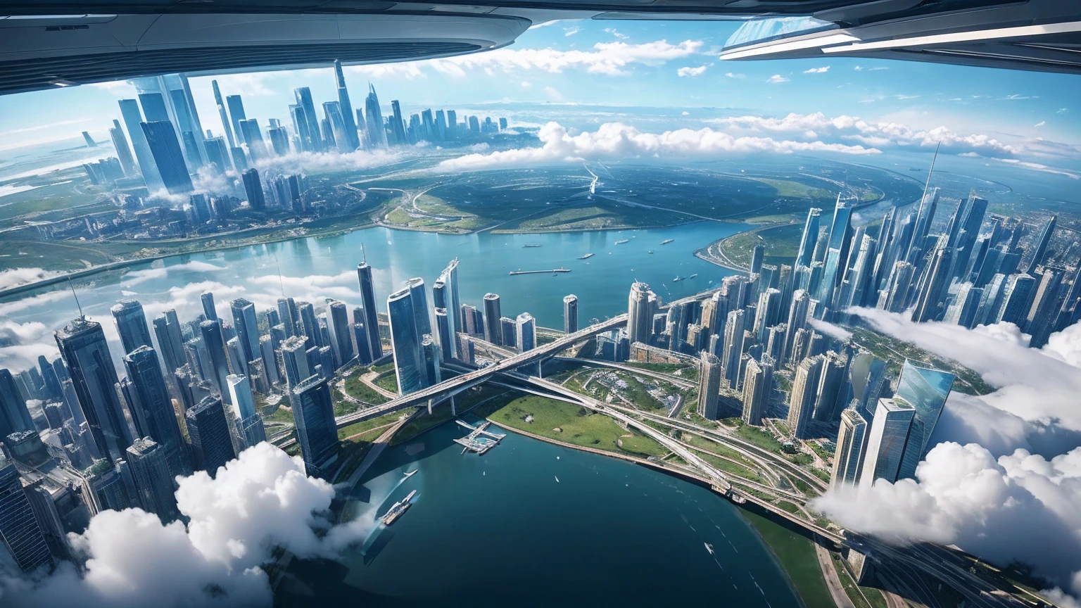 (Best quality,4K,8K,A high resolution,Masterpiece:1.2),Ultra-detailed,(Realistic,Photorealistic,photo-realistic:1.37),Futuristic floating city,Futuristic technology,Huge urban high-tech tablet platform,Airship,Floating in the sky,Futuristic city,Small airships around,High-tech hemispherical platform,Colorful lights,Advanced architecture,modernn architecture,skyscrapper,Access the cloud,Scenic beauty,view over city,Impressive design,Blend seamlessly with nature,energetic and vibrant atmosphere,Futuristic transportation system,Parking is suspended,Transparent path,Lush greenery,Sky gardens,cascading waterfalls,Magnificent skyline,reflections on the water,Sparkling river,Architectural innovation,futuristic skyscrapers,Transparent dome,The shape of the building is unusual,Elevated walkway,Impressive skyline,Glowing lights,Futuristic technology,Minimalist design,Scenic spots,Panoramic view,Cloud Piercing Tower,Vibrant colors,epic sunrise,epic sunset,Dazzling light display,magical ambiance,The future city,Urban Utopia,LuxuryLifestyle,Innovative energy,sustainable development,Smart city technology,Advanced infrastructure,Tranquil atmosphere,Nature and technology live in harmony,Awesome cityscape,Unprecedented urban planning,Architecture connects seamlessly with nature,High-tech metropolis,A cutting-edge engineering marvel,The future of urban living,Visionary architectural concept,Energy-efficient buildings,Harmony with the environment,A city floating above the clouds,Utopian dreams become reality,The possibilities are endless,State-of-the-art transportation network,Green energy integration,Innovative materials,Impressive holographic display,Advanced communication system,Breathtaking aerial view,Quiet and peaceful environment,Modernist aesthetics,Ethereal beauty