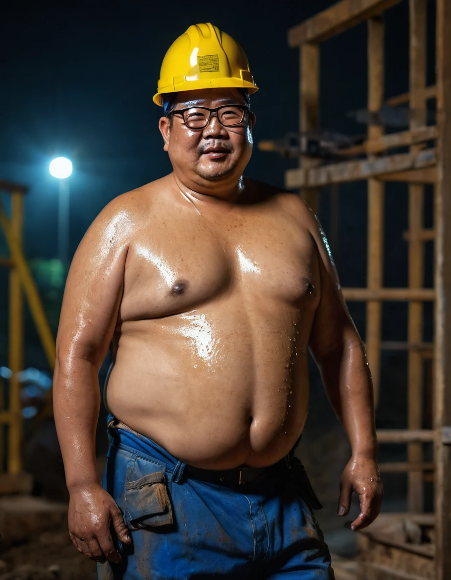 Male, Fat, Chubby, Asian, 50 years old, working in construction - SeaArt AI