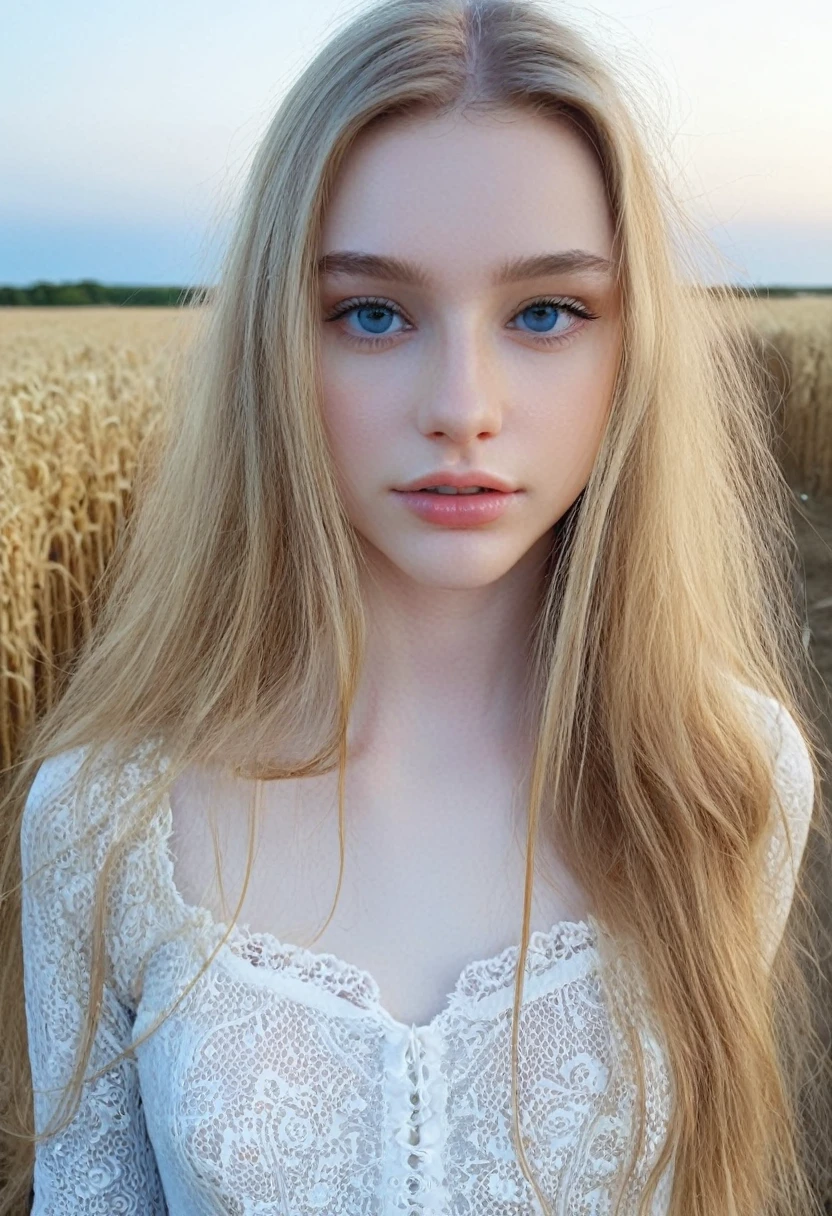 ((intricate details, pale skin)), solo, very detailed, detailed face, very long hair, picture of a beautiful young woman, dasha_taran, sfw, ((natural blonde hair)), High Definition RAW Photography, 16k photography, (full body), standing, delicate facial features, pretty face, detailed full body, visible from head to knees, (bright sky-blue eyes:1.2), mesmerizing eyes, emotive longing expression, (cinematic, film grain:1.1)